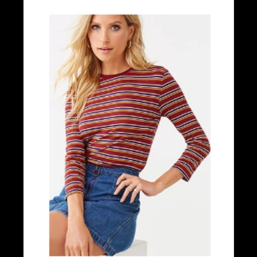 Forever 21 Multi Striped Ringer Vintage Shirt